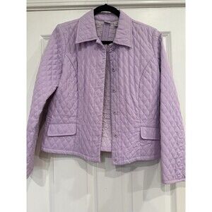 Real Clothes Women's Quilted Snap Button Jacket Coat Size 8P Purple Casual Fun